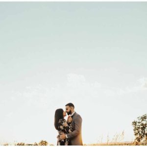 Couple embraces in Manassas Virginia engagement shoot