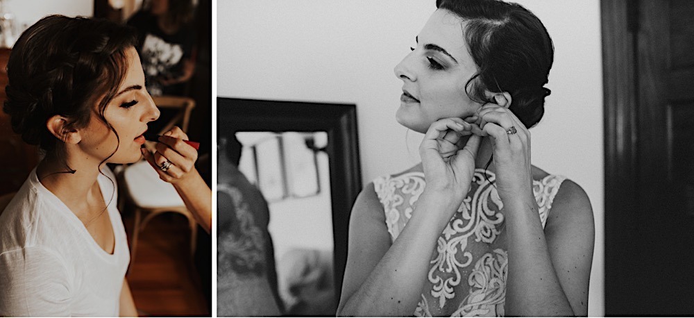 collage of bride getting ready for wedding