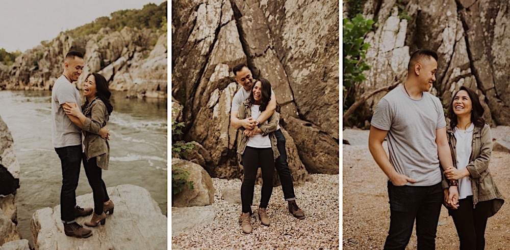 Adventure Engagement Session triptych collage