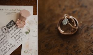 details of rose gold wedding ring sets