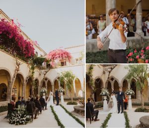 floral lined courtyard wedding ceremony in sorrento italy