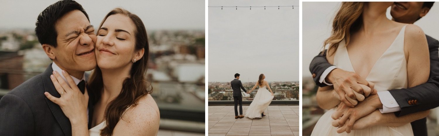 bridal portrait collage of couple in washington dc ad mo rooftop