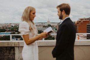 Bride recites vows at DC elopement