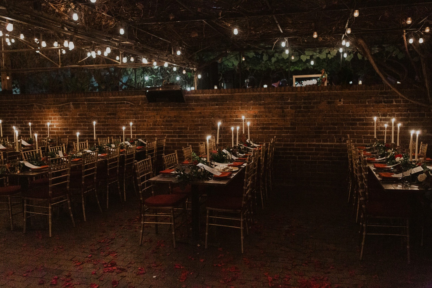 Table setting at Iron Gate Restaurant DC garden wedding venue