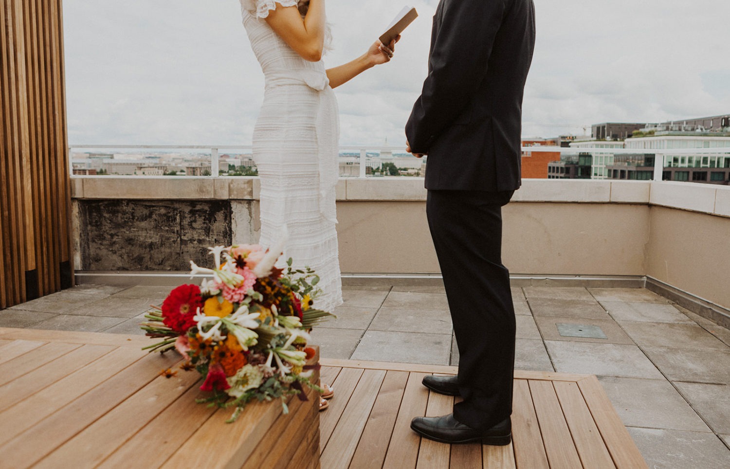 Couple exchanges vows at Washington DC rooftop elopement