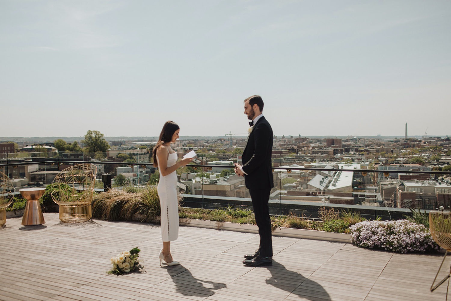 Couple exchanges vows at DC rooftop elopement