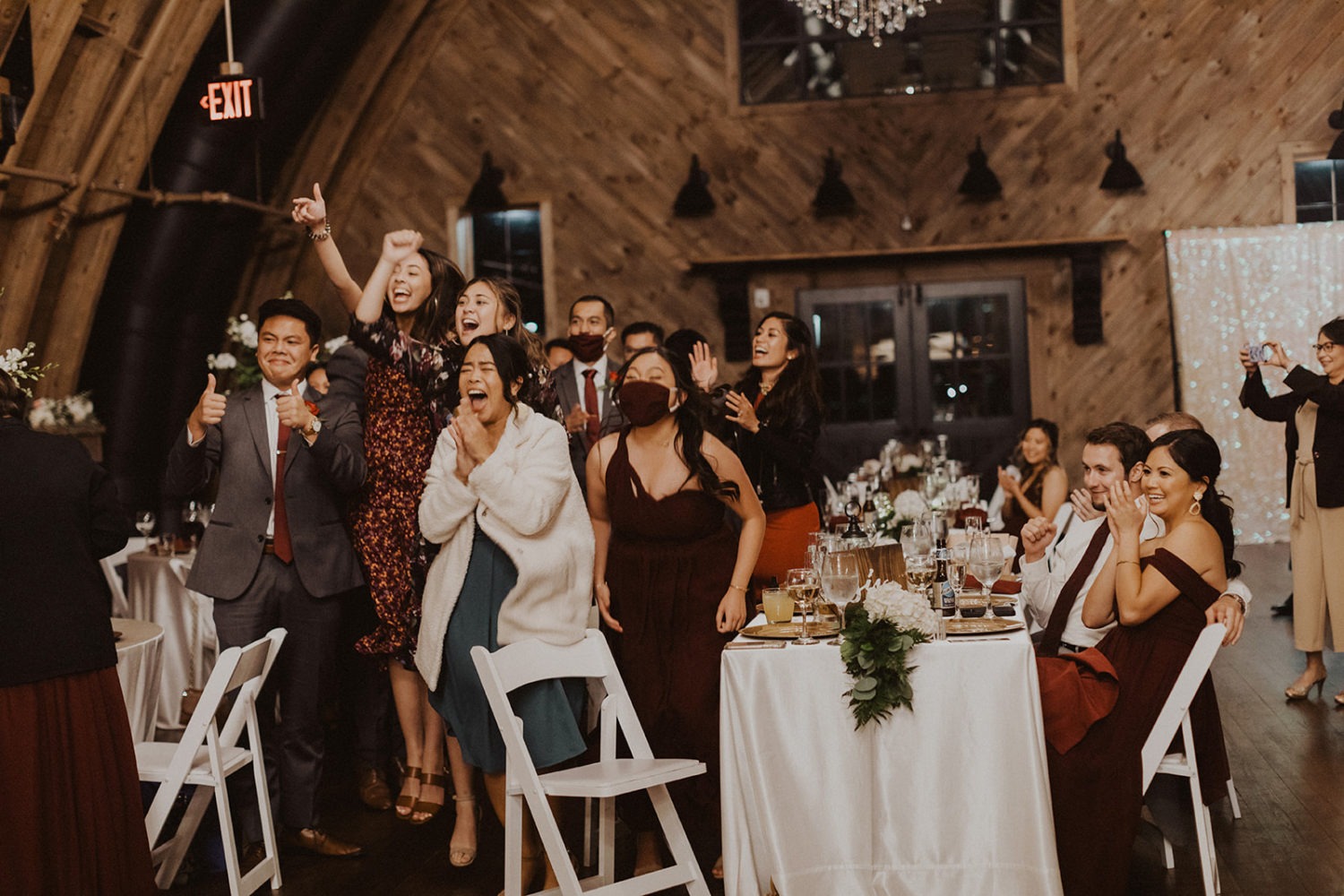 Wedding guests scream and laugh at Virginia barn wedding