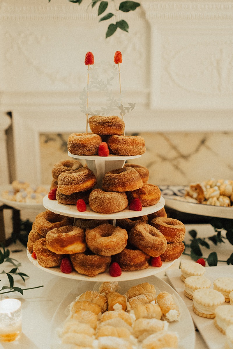 Tower of donuts with other desserts at DC wedding 