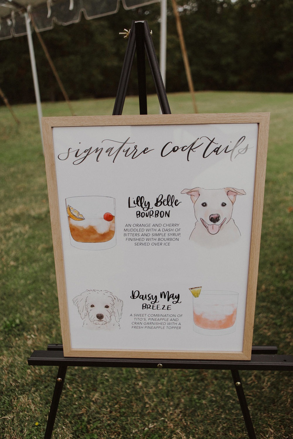 Signature cocktail sign for wedding open bar