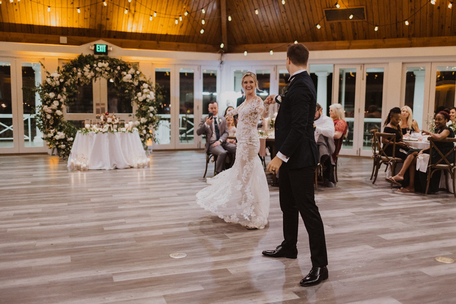 Couple ha first dance during wedding reception