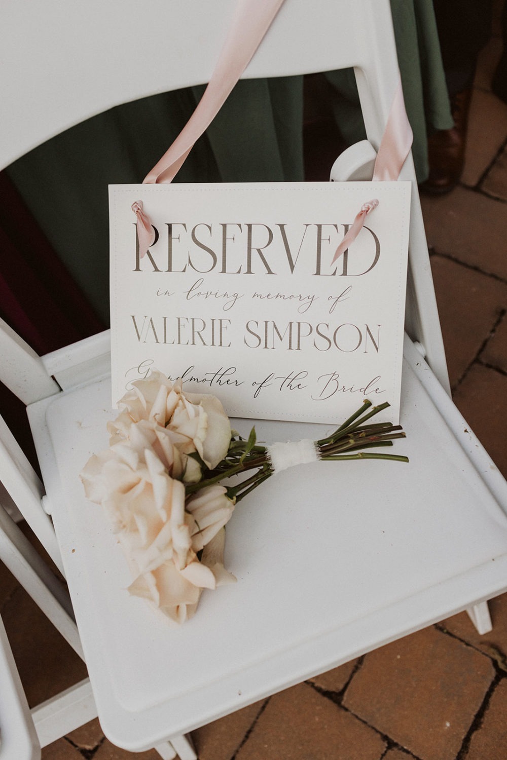 wedding seat reserved sign