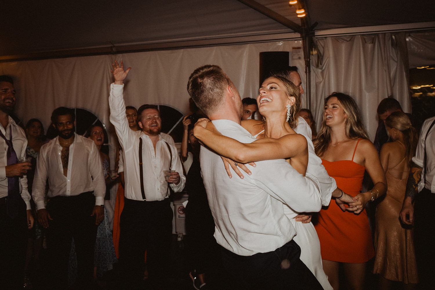 couple dances at wedding reception