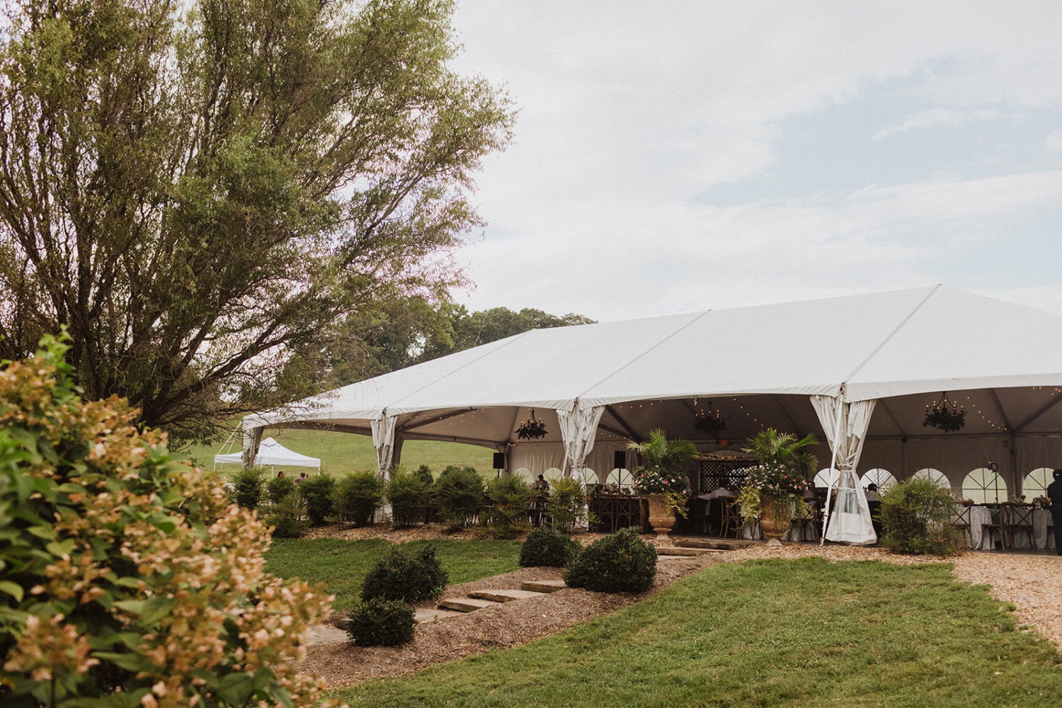 reception tent on green farm