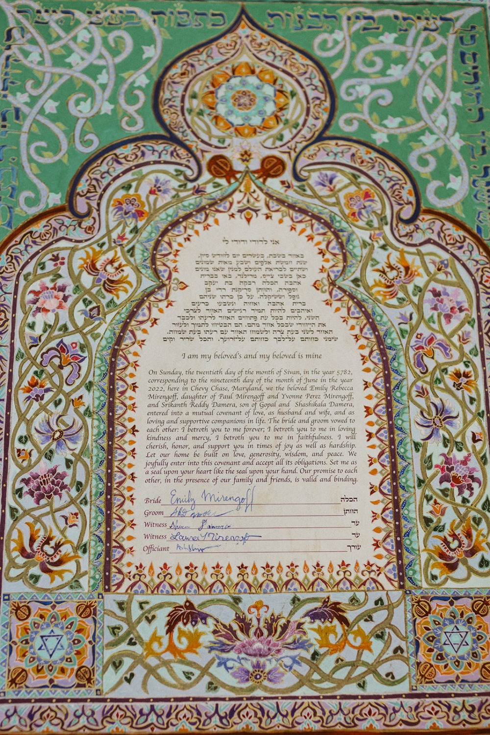 signed wedding document as part of jewish wedding traditions