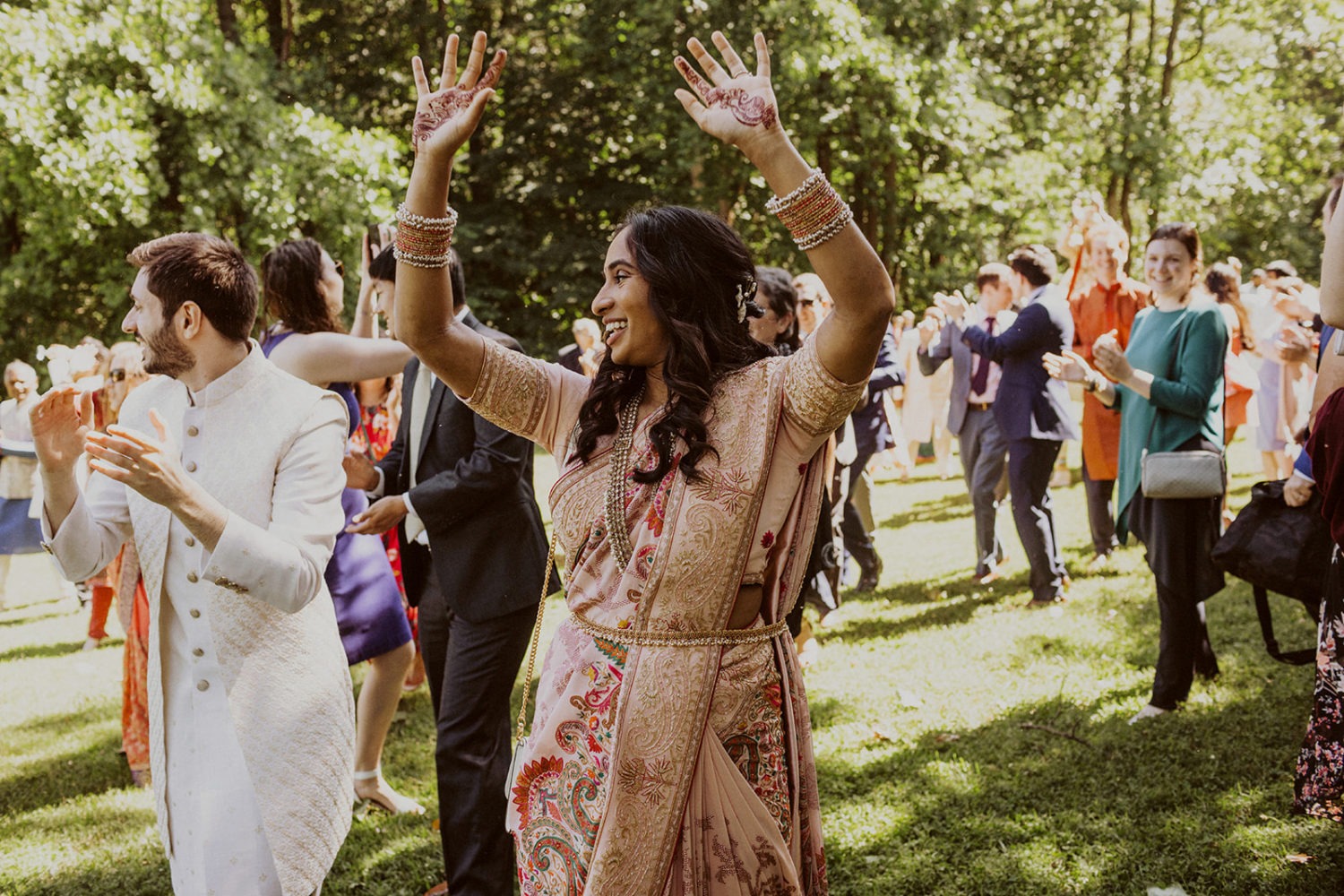 guests dance together at outdoor maryland wedding