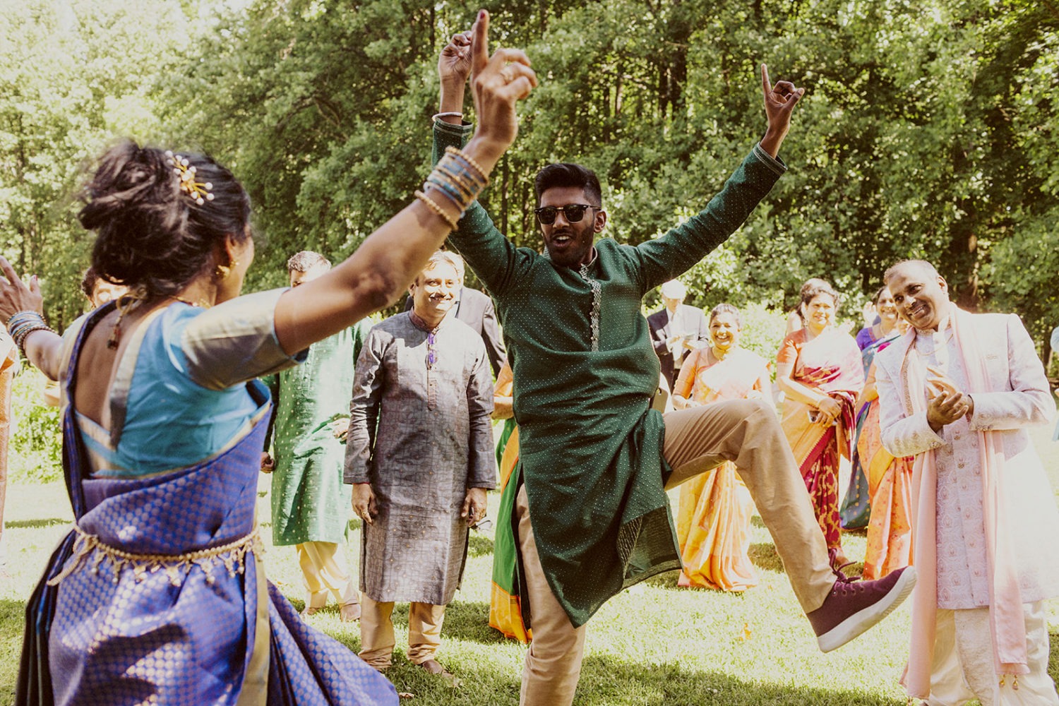 wedding dance alongside groom as part of hindu wedding traditions
