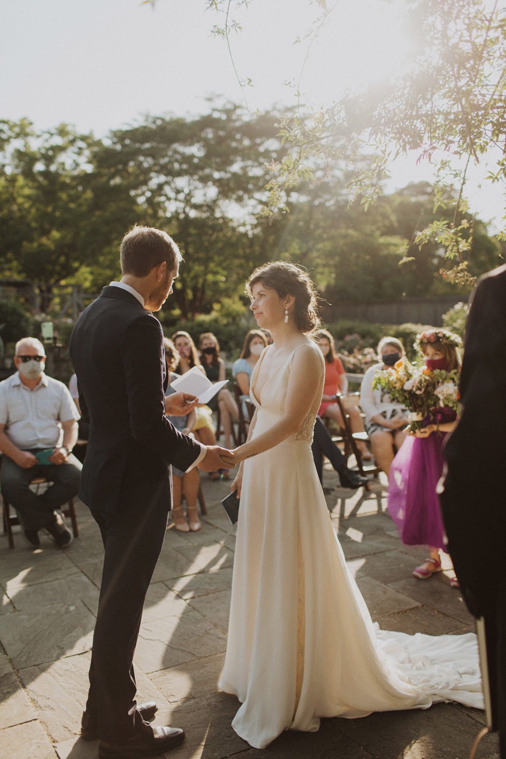 couple exchanges vows at National Arboretum wedding