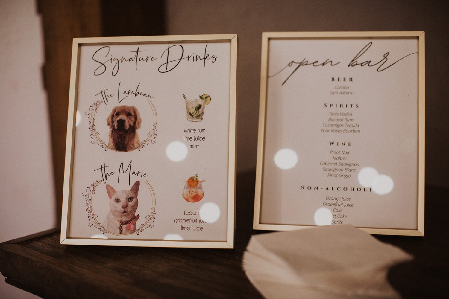 signature cocktails named after pets