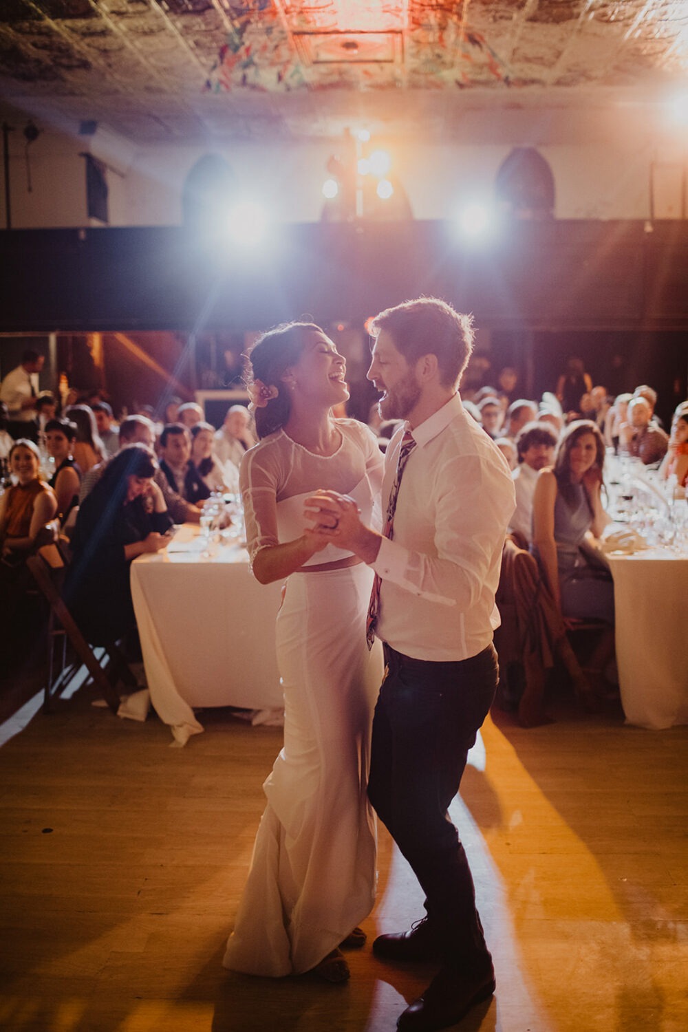 couple dances during wedding reception