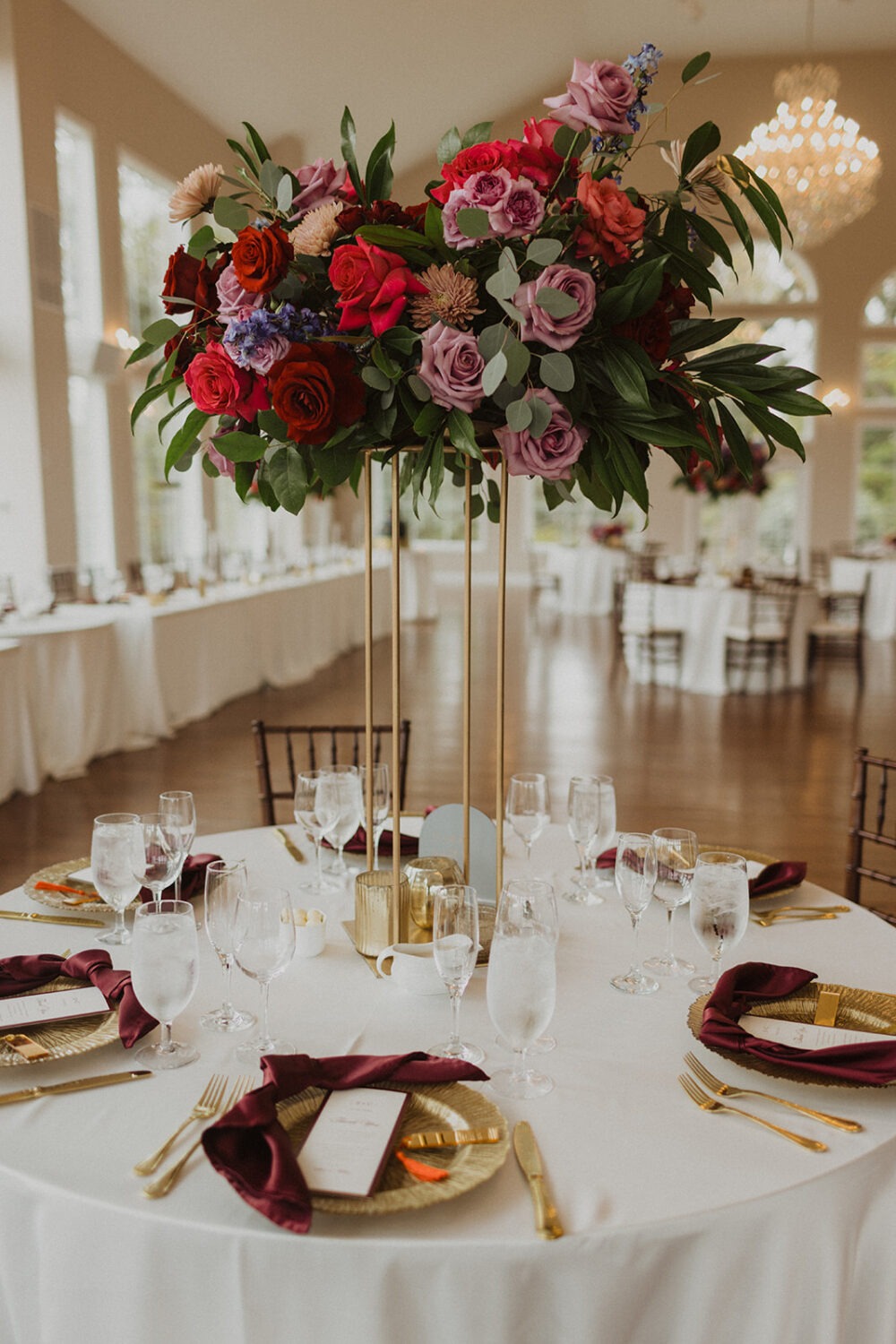 floral decor at wedding reception