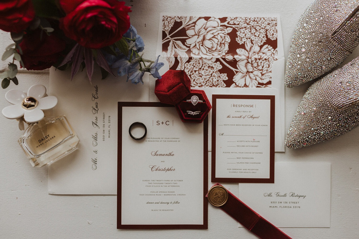flat lay of wedding details as part of wedding planning tips