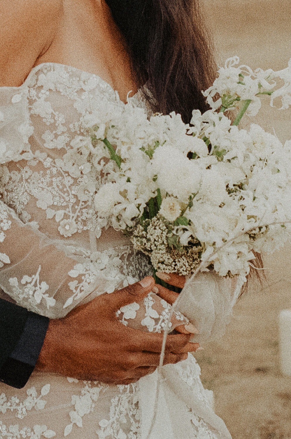 wedding film photography couple holding wedding bouquet