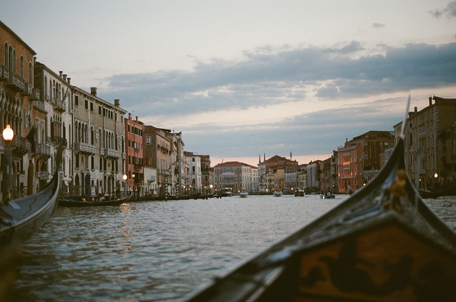 riding boats at Venice Italy sunset