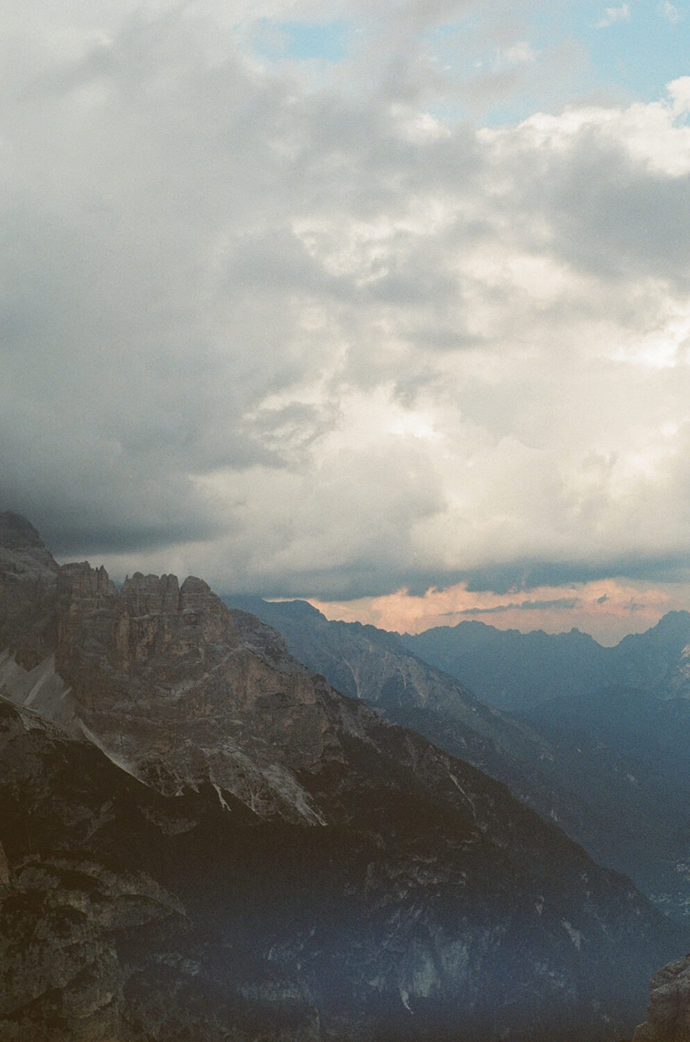 overcast cloudy skies over Italian Dolomites