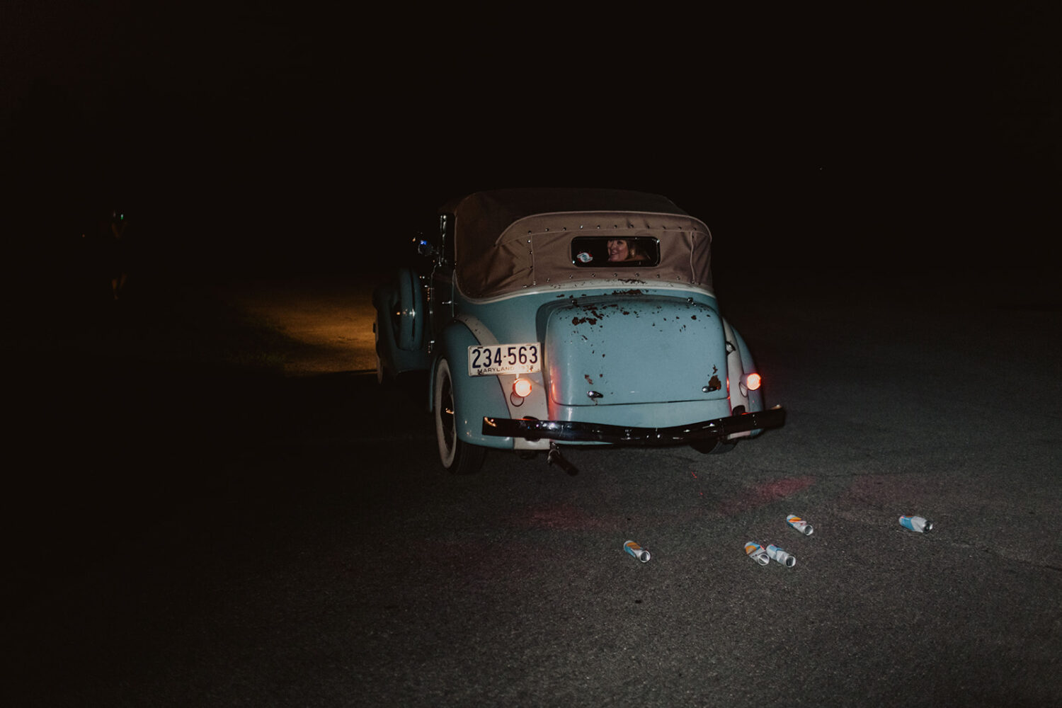 blue vintage getaway car