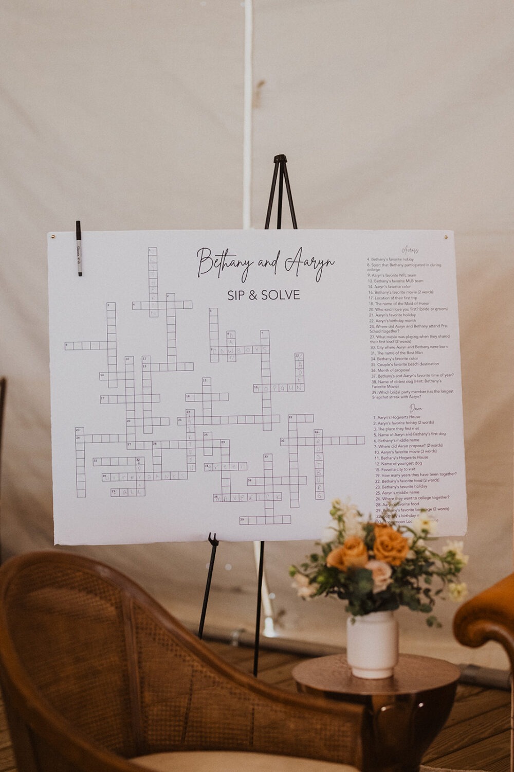 crossword puzzle wedding game