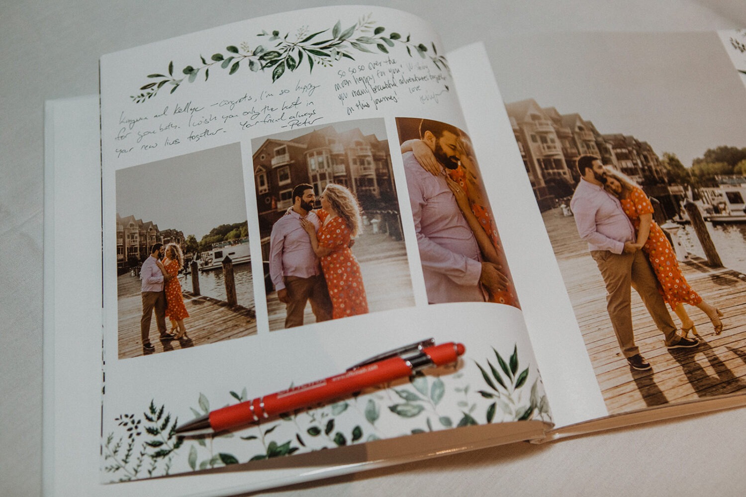engagement photos guest book as example of 2024 wedding trends