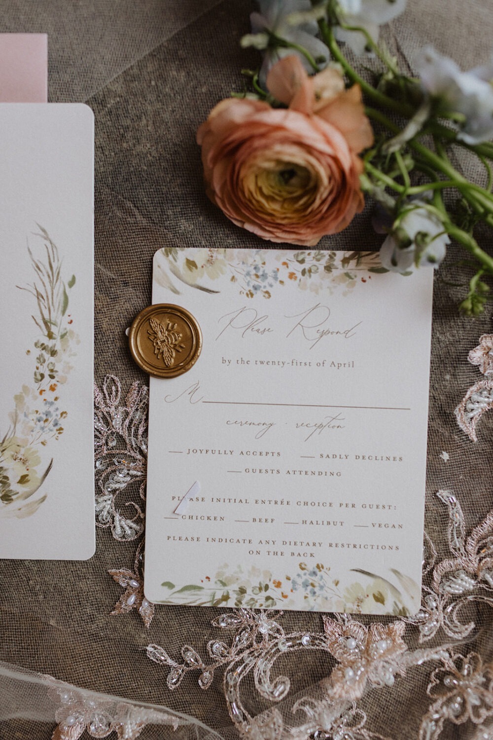 floral wedding invitations with flowers