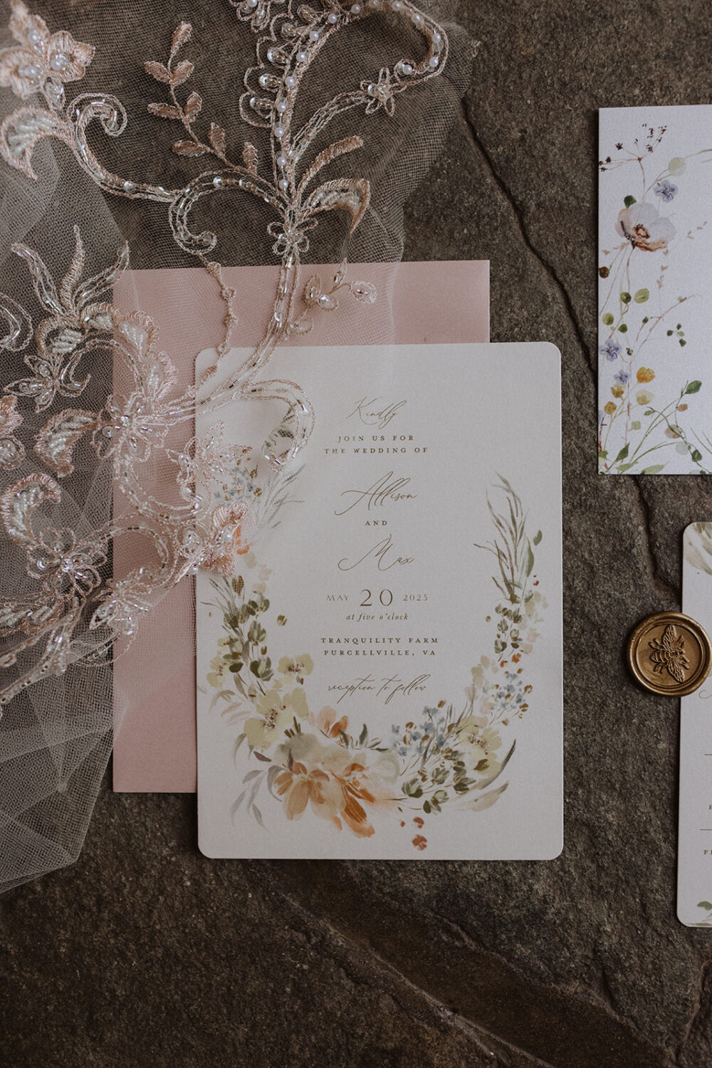 floral wedding invitations with flowers