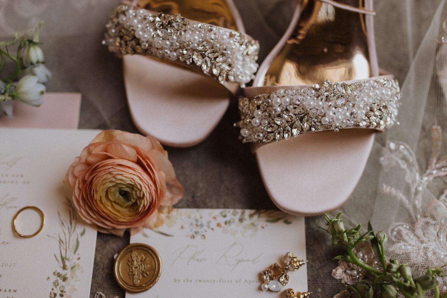 wedding accessories and details flat lay