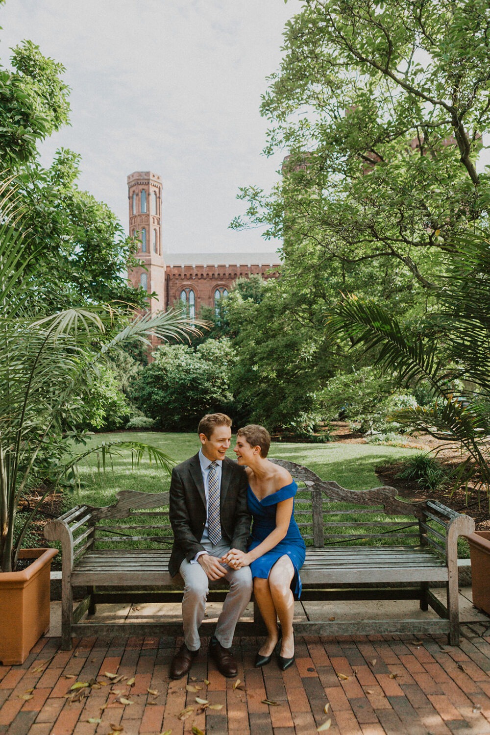 couple in Smithsonian castle garden
