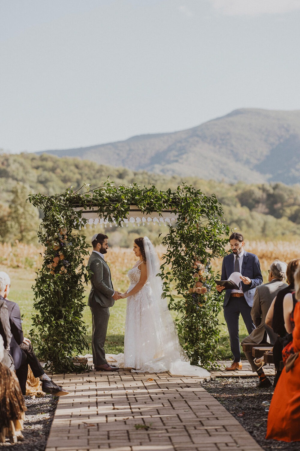 couple exchanges vows during wedding ceremony