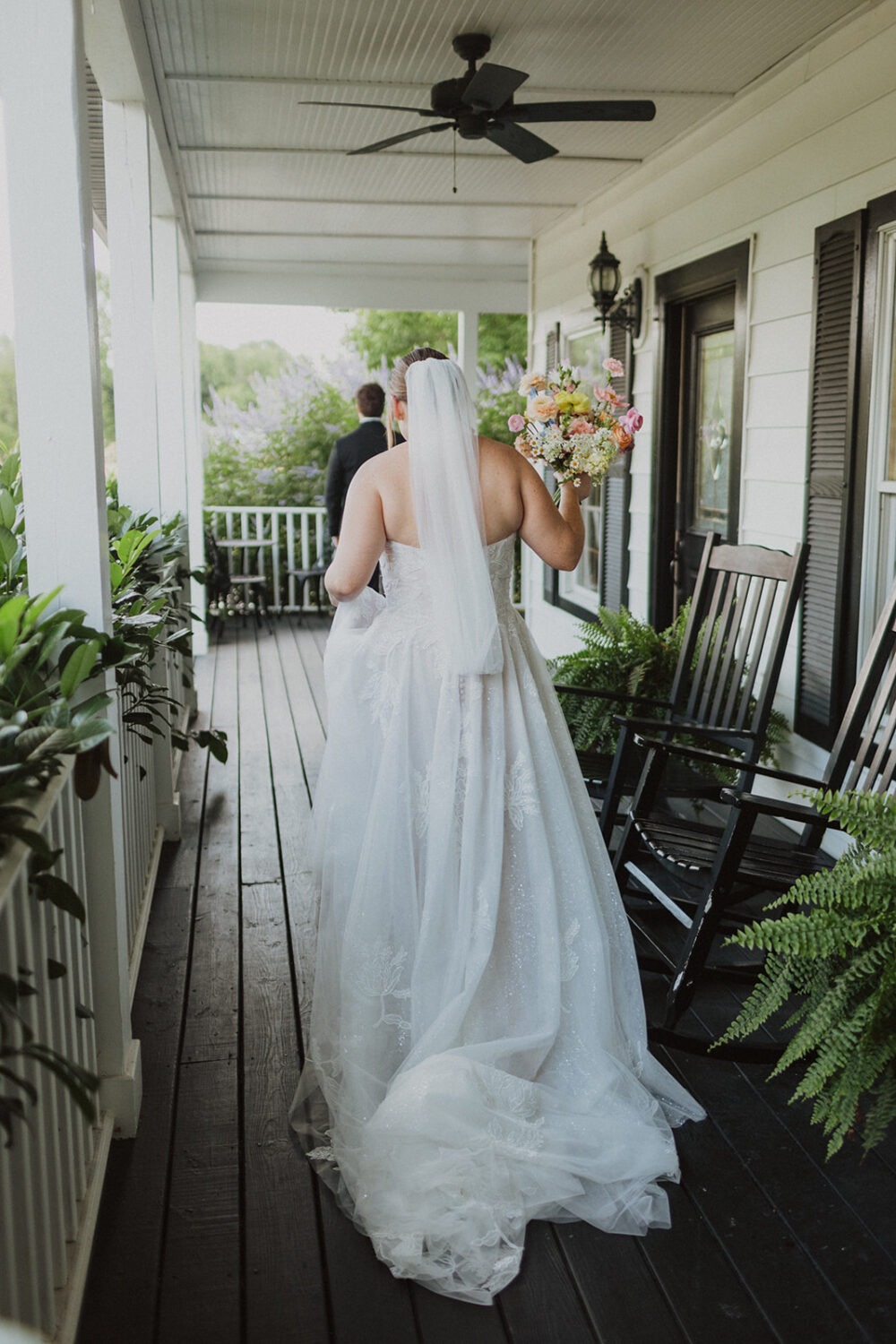 bride surprises groom during wedding first look