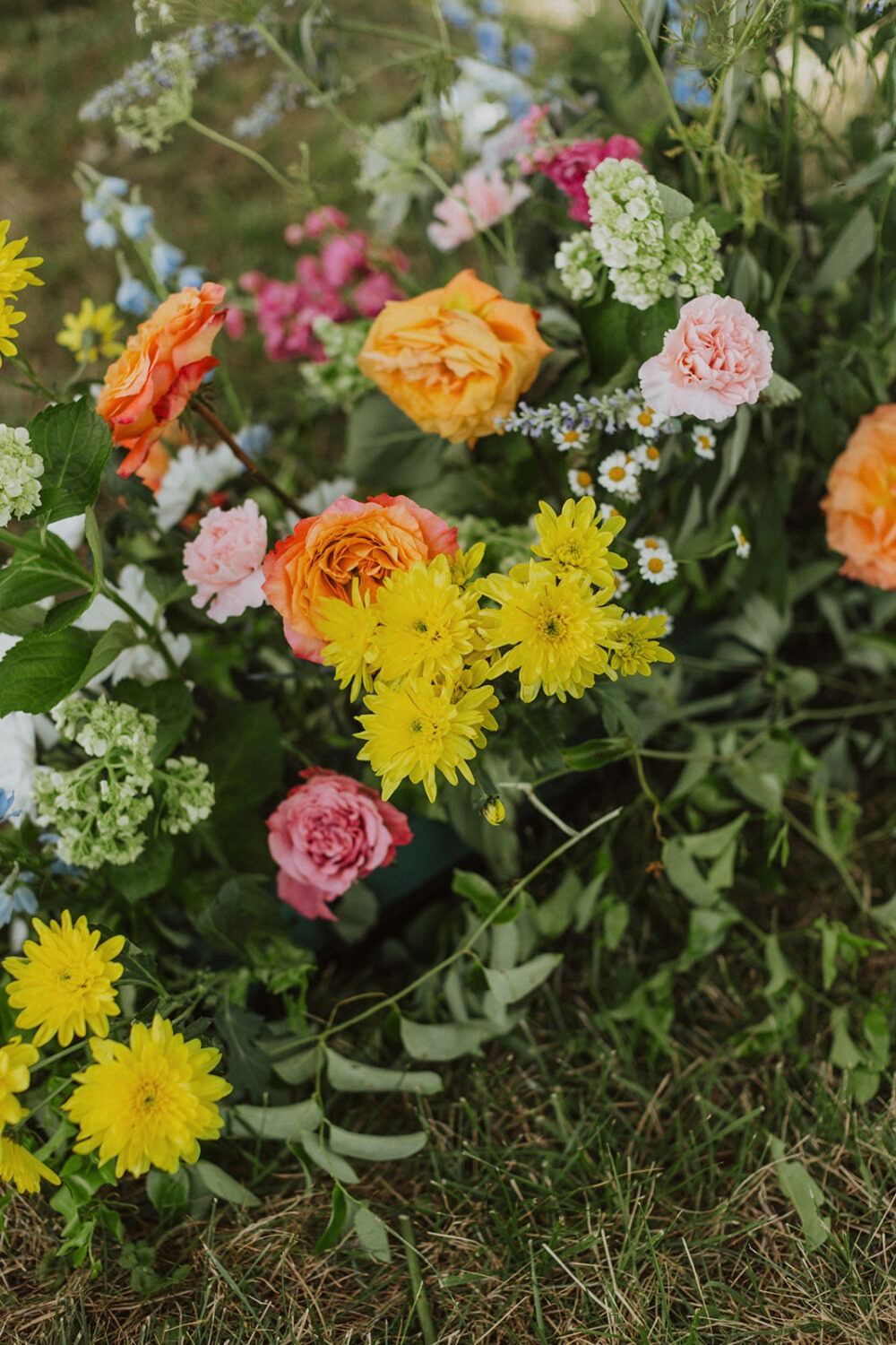 summer wedding wildflowers as wedding decor