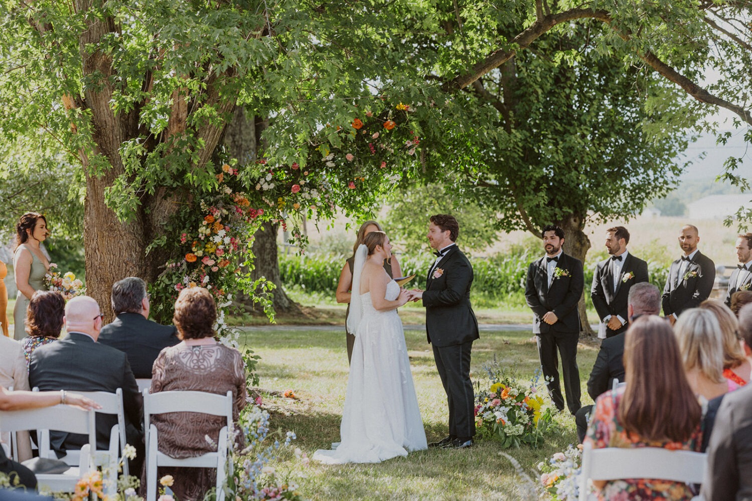 couple exchanges vows during wedding ceremony