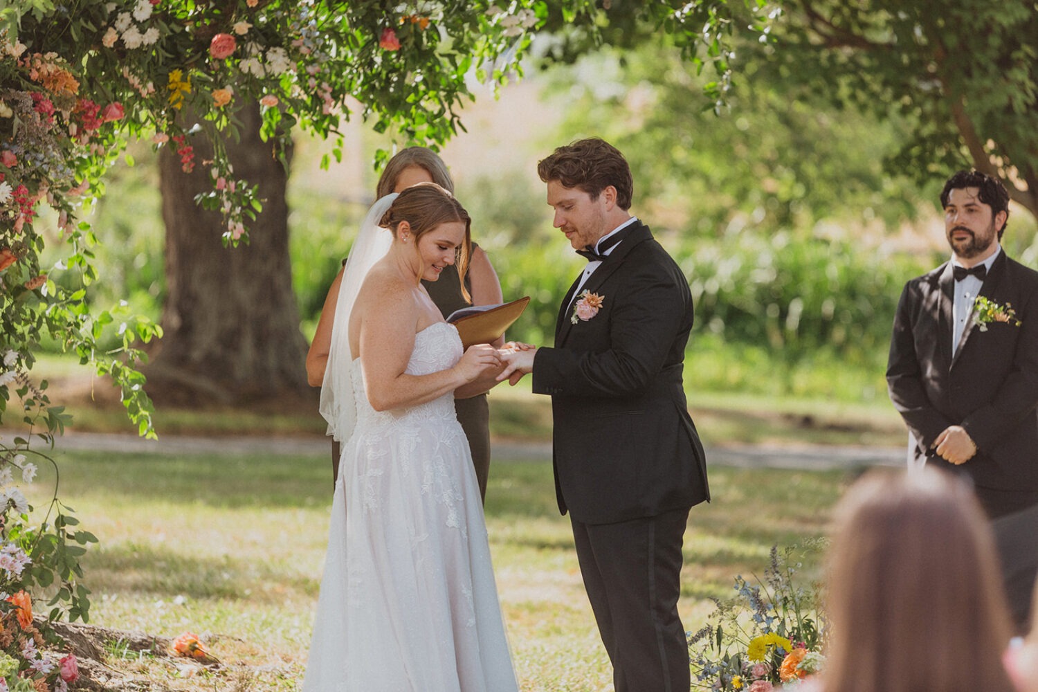 couple exchanges vows during wedding ceremony