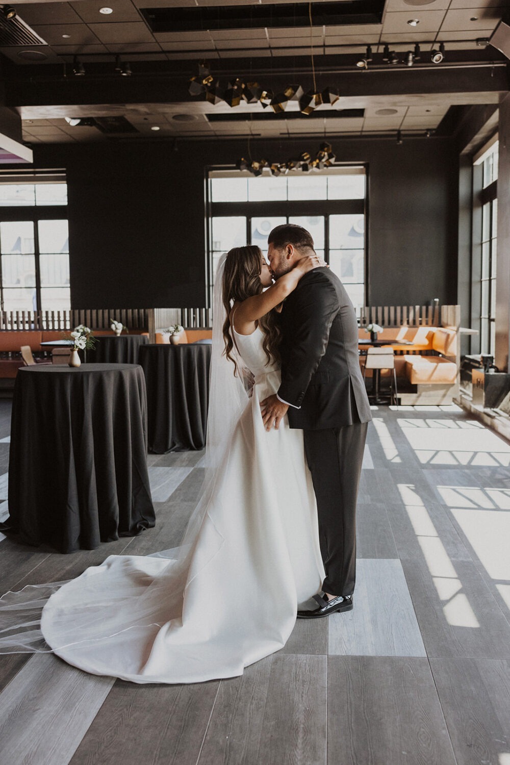 couple has wedding first look at Hotel Washington