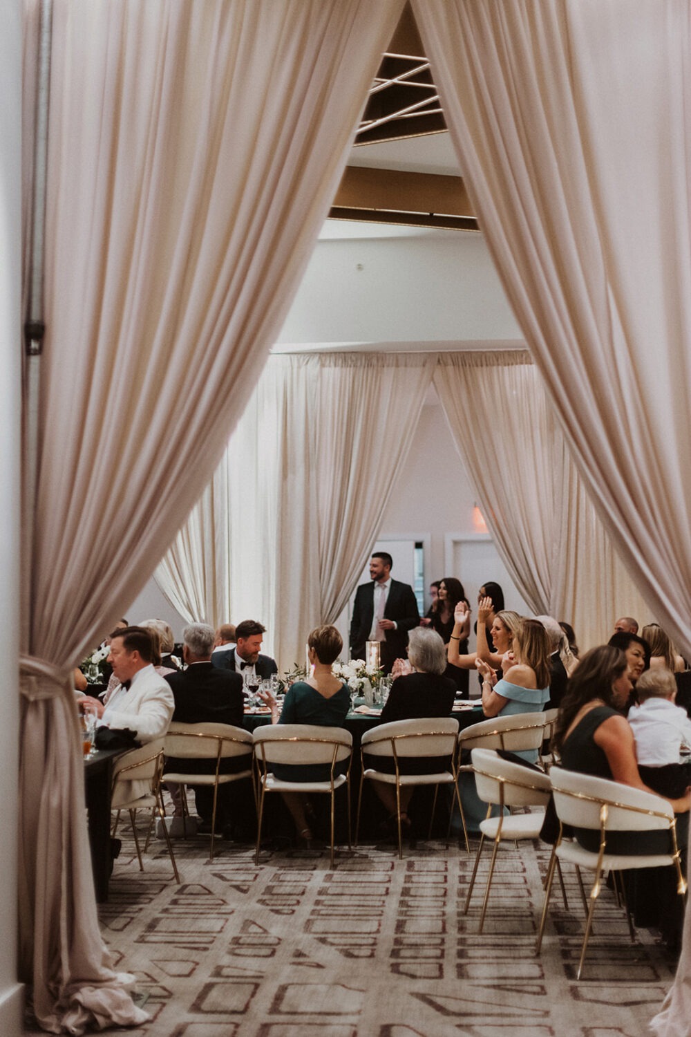 wedding reception with drapes at Hotel Washington 