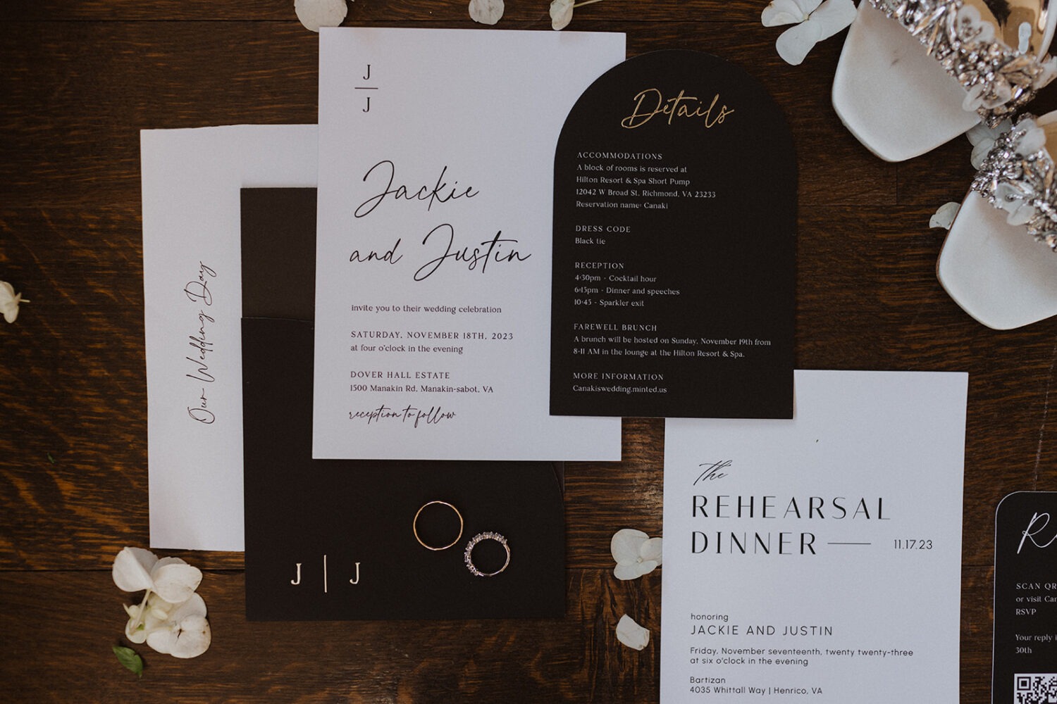 black and white wedding invitations