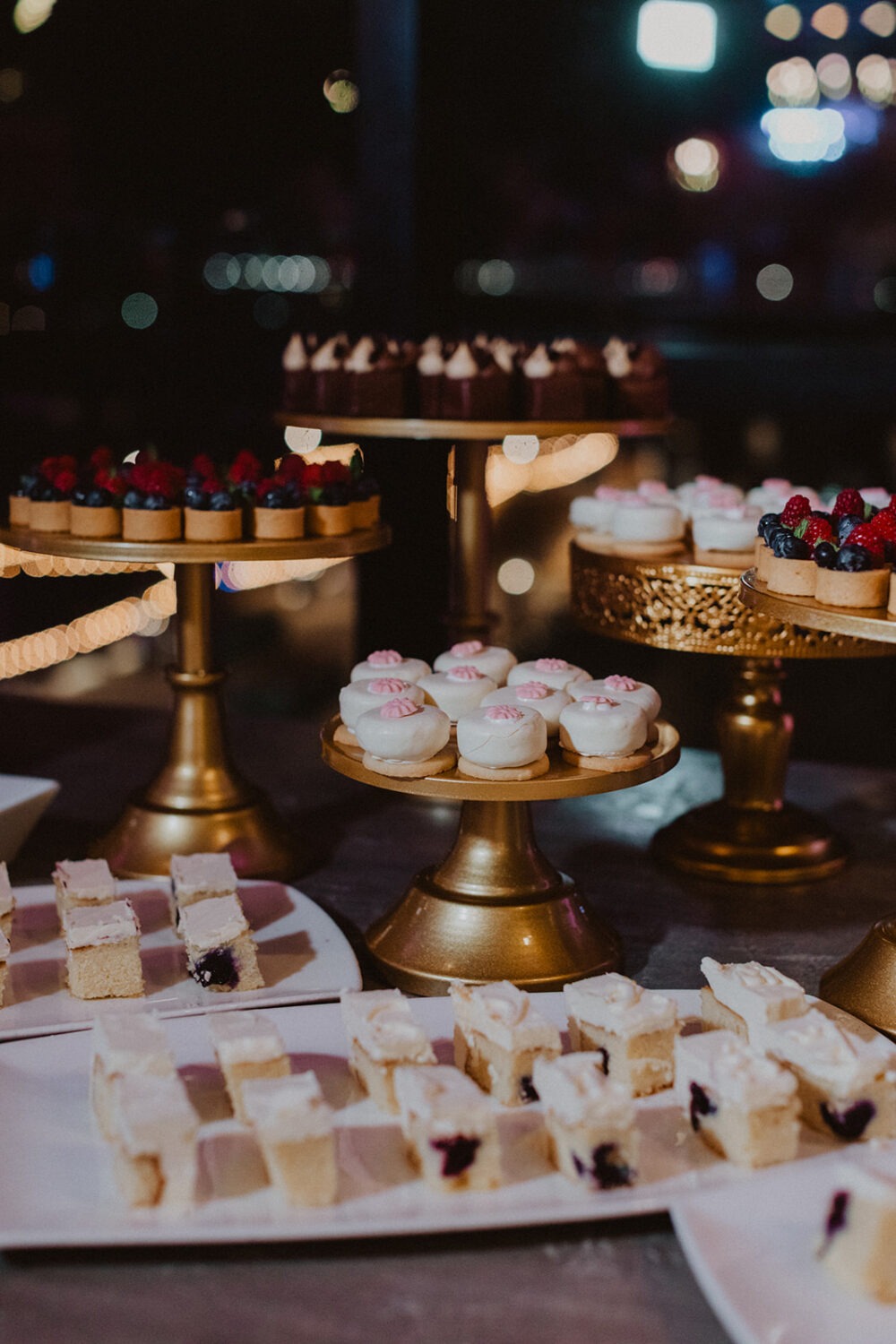 desert trays displayed during reception at La Vie Restaurant