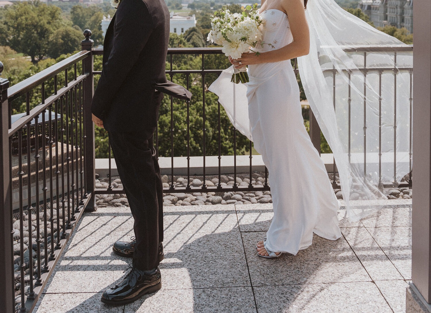 Bride and groom first look.