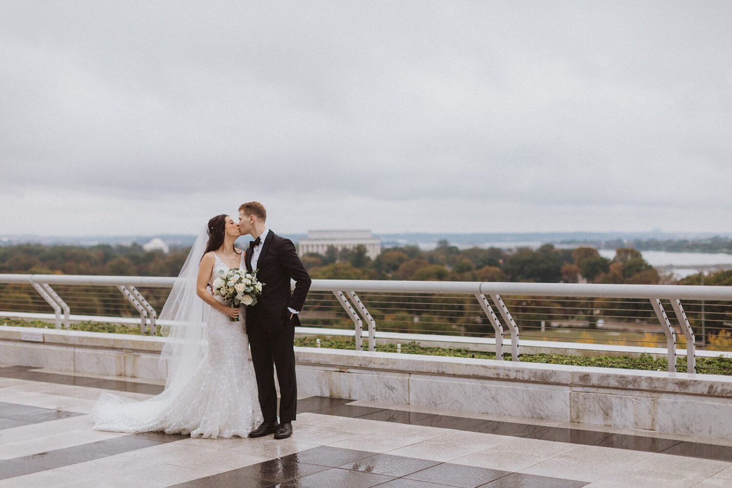 couple elopes at Kennedy Center rooftop in Washington DC