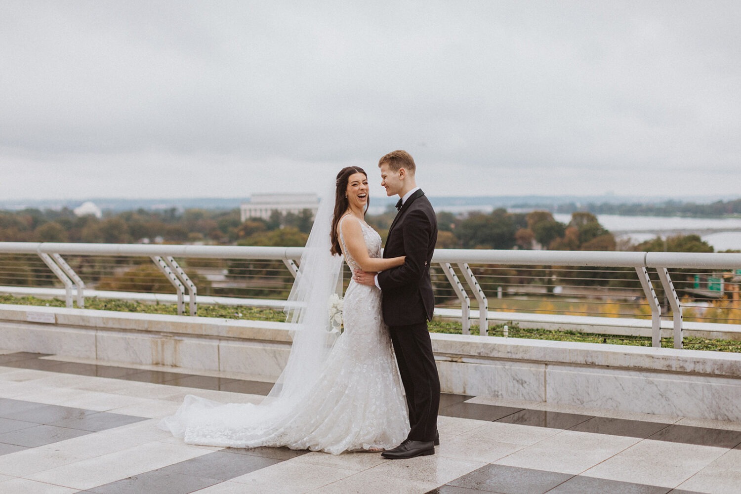 couple elopes at Kennedy Center rooftop in Washington DC