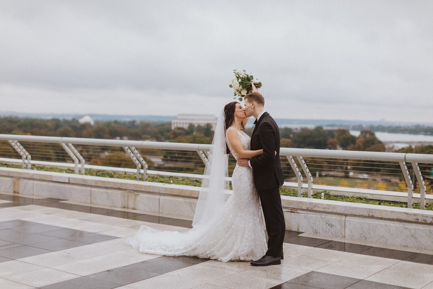 couple elopes at Kennedy Center rooftop in Washington DC