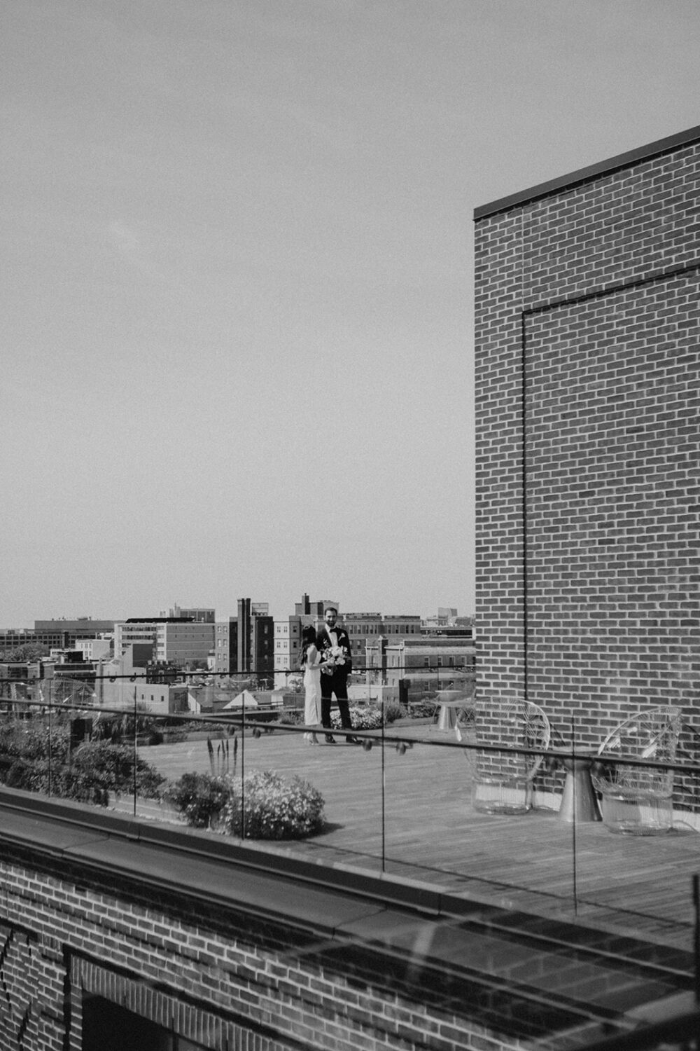 couple elopes at The Line DC Hotel elopement rooftop