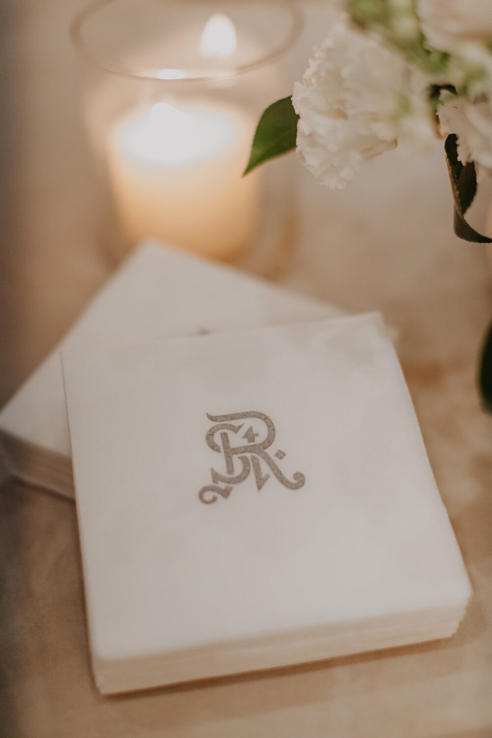 white napkins designed with logos at the St. Regis DC hotel